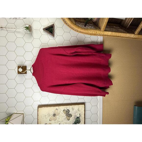 Maeve by Anthropologie Bright Red/Pink Crystal Tunic Sweater - Size - Small - Picture 4 of 7